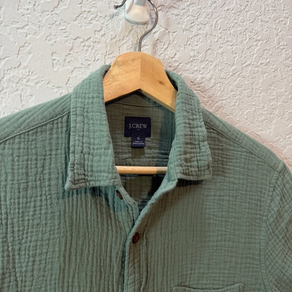 J. Crew Cotton Gauze Button Down Shirt Small Sage Green Coastal Boho